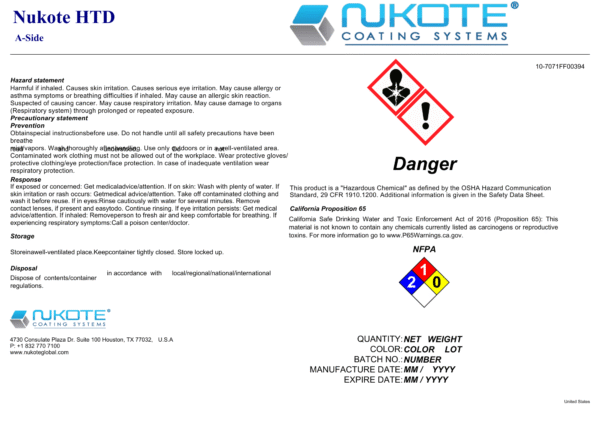 NUKOTE | HTD® | 120G | SPRAY REACTOR REQUIRED