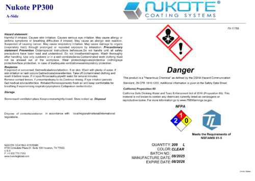 NUKOTE | PP300 | 200G | SPRAY REACTOR REQUIRED