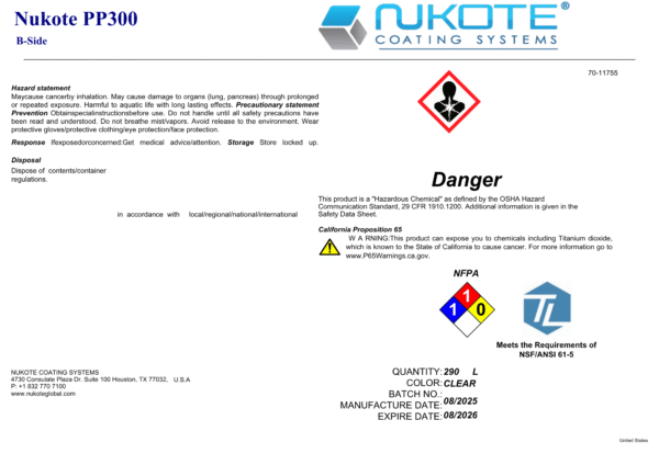 NUKOTE | PP300 | 120G | SPRAY REACTOR REQUIRED - Image 2