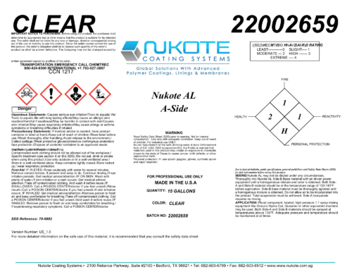 NUKOTE | AL | 120G | SPRAY REACTOR REQUIRED