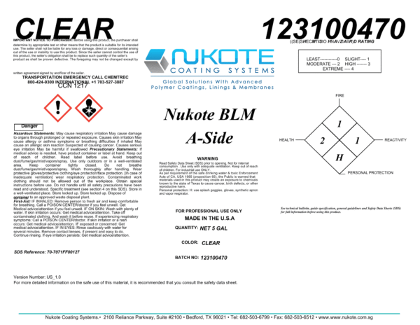 NUKOTE | BLM | 120G | SPRAY REACTOR REQUIRED