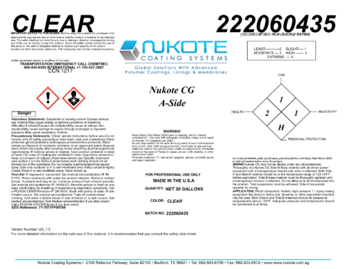 NUKOTE | CG | 120G | SPRAY REACTOR REQUIRED