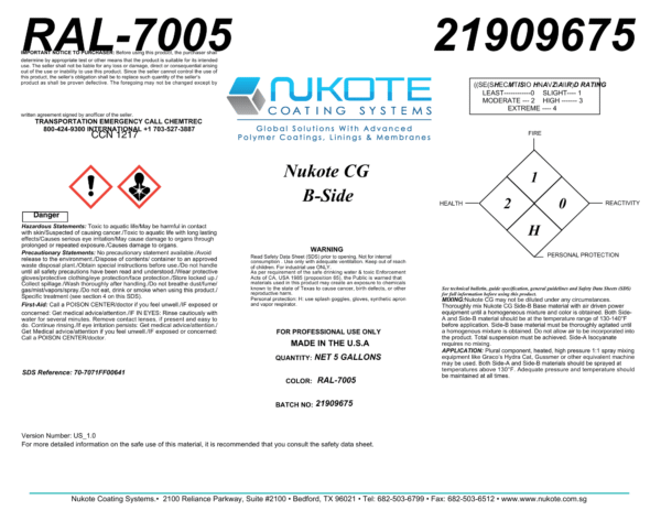 NUKOTE | CG | 120G | SPRAY REACTOR REQUIRED - Image 2