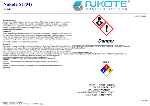NUKOTE | ST-M | 200G | SPRAY REACTOR REQUIRED