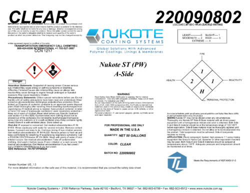 NUKOTE | ST-PW | 200G | SPRAY REACTOR REQUIRED