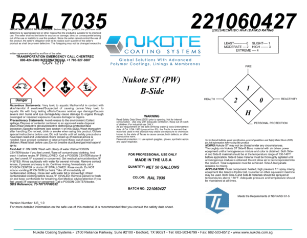 NUKOTE | ST-PW | 120G | SPRAY REACTOR REQUIRED - Image 2