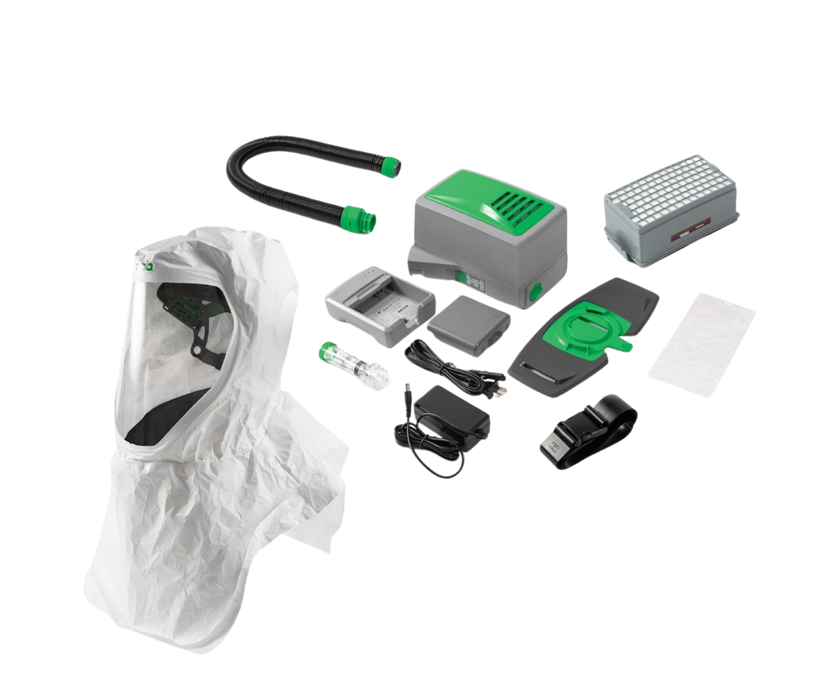 GVS | RPB 17-0023 RPB T200 Respirator, includes: 17-200-12 T200 Air Duct/Head Harness Assembly with 17-712 Tychem 2000 Hood, 04-831 Breathing Tube, 03-802 PX5 PAPR Assembly, 03-894 Multi Gas Cartridge - NIOSH