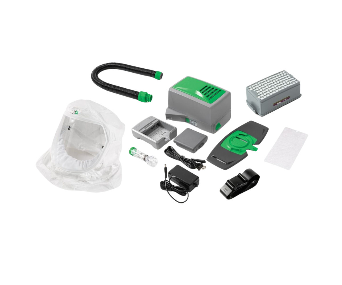 GVS | RPB 17-0026 RPB T200 Respirator, includes: 17-210-32 T200 Air Duct/Bump Cap Assembly with 17-732 Tychem 2000 Shoulder Length Face Seal Hood, 04-831 Breathing Tube, 03-802 PX5 PAPR Assembly, 03-894 Multi Gas Cartridge - NIOSH