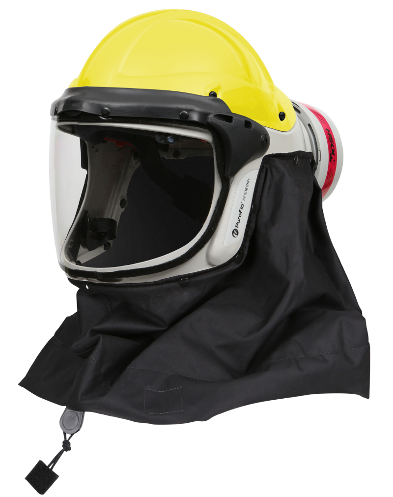GENTEX CORPORATION | PUREFLO | PR05801-Y-0A1 PureFlo® ESM+ PF60 PAPR, Yellow Hard Hat, INT Switch, HE Filter, Black Stedprene Neck Cape