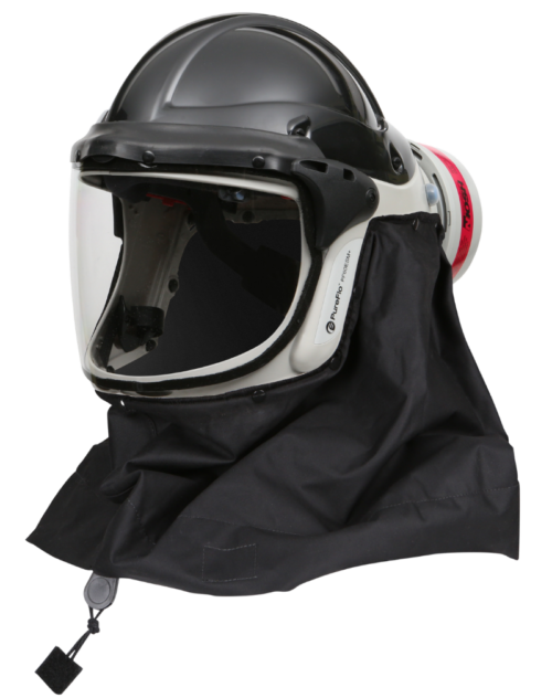 GENTEX CORPORATION | PUREFLO | PR05814-B-0A1 PureFlo® ESM+ PF60 PAPR, Black Hard Hat INT/EXT Switch, HE filter, Black Stedprene Neck Cape