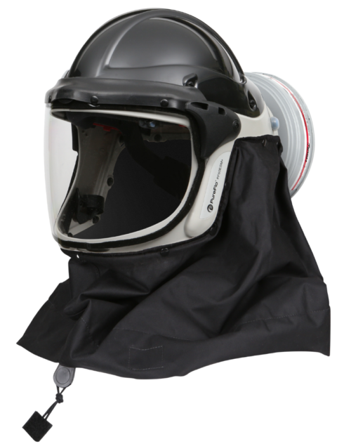 GENTEX CORPORATION | PUREFLO | PR05814-B-0C1 PureFlo® ESM+ PF60 PAPR, Black Hard Hat, INT/EXT Switch, HE/HF/HC Filter, Black Stedprene FR Neck Cape
