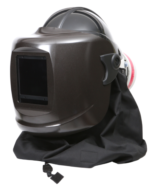 GENTEX CORPORATION | PUREFLO | PR05814-B-2A1 PureFlo® ESM+ PF60 PAPR Welding Shield, Black Hard Hat, INT/EXT Switch, HE Filter, Black Stedprene Neck Cape