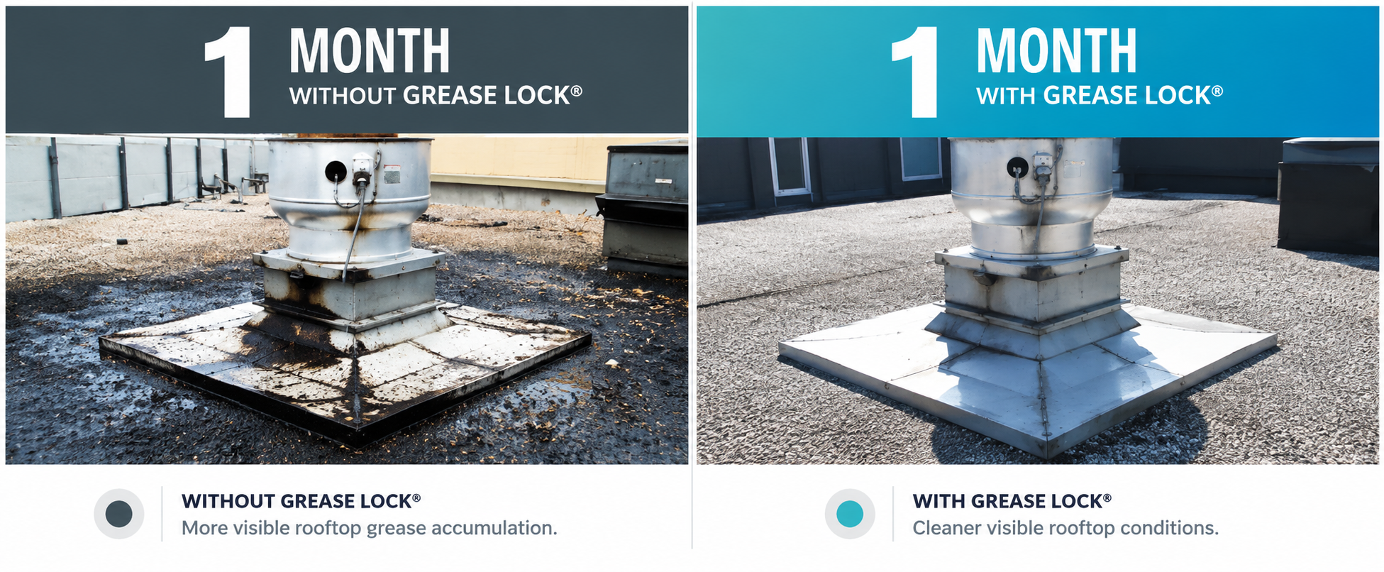 One month without Grease Lock compared with one month using Grease Lock